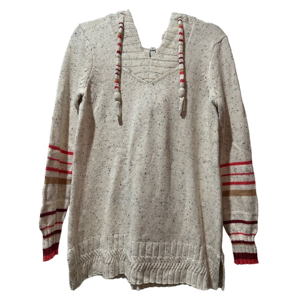 Nic+Zoe NWT Winter Sunset Knit Sweater Pullover‎ Hoodie Sz M Stripe Drawstring